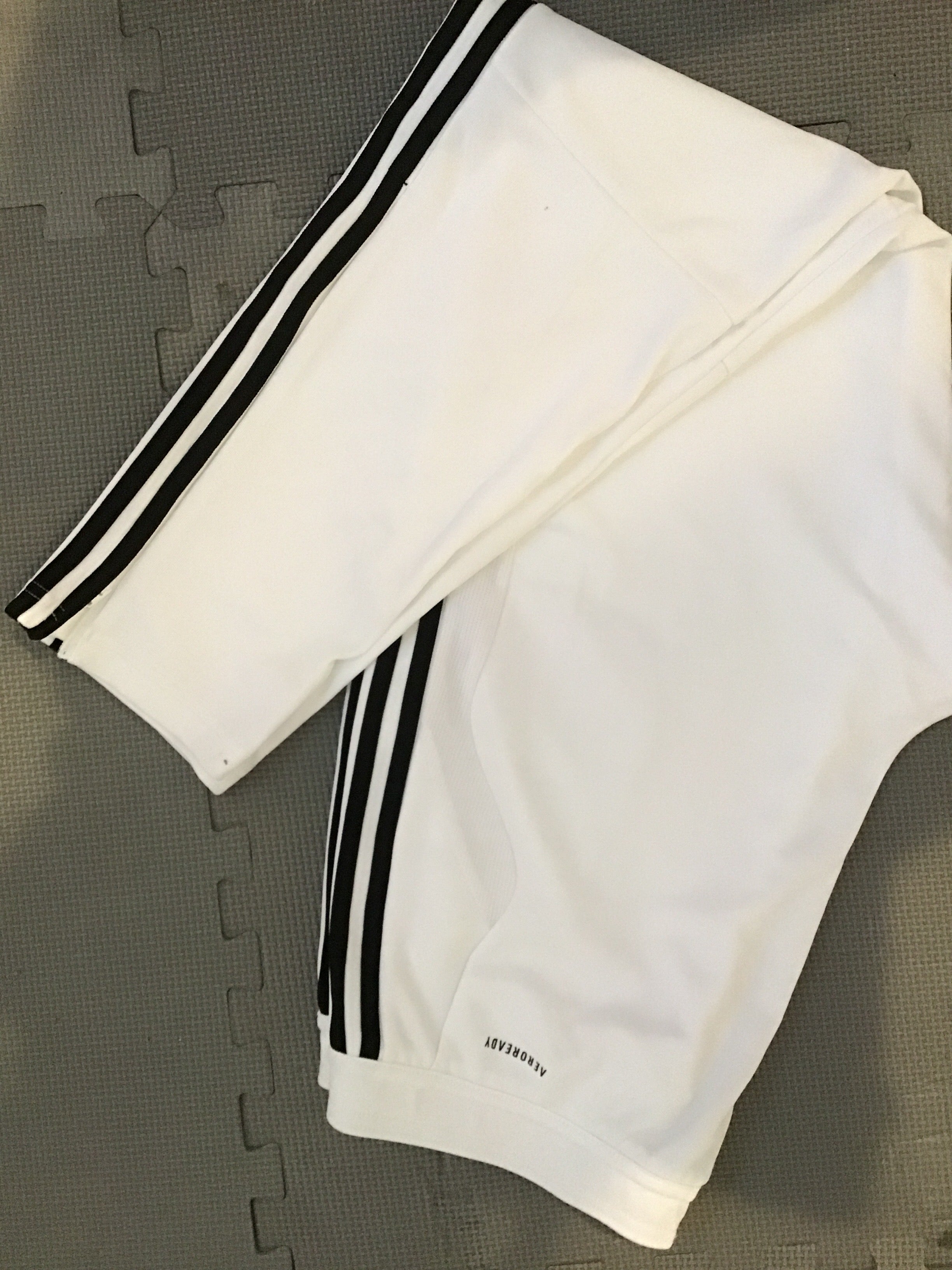Adidas Aero Track Pants – White/Black Stripe (Size L)