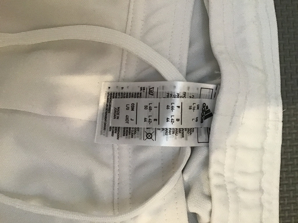 Adidas Aero Track Pants – White/Black Stripe (Size L)