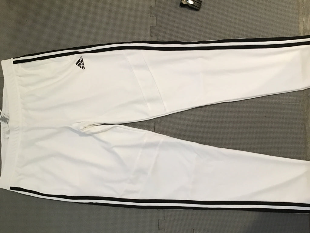 Adidas Aero Track Pants – White/Black Stripe (Size L)