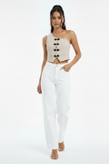 Selianne Asymmetric Neckline Sleeveless Blouse -Beige Sz.M