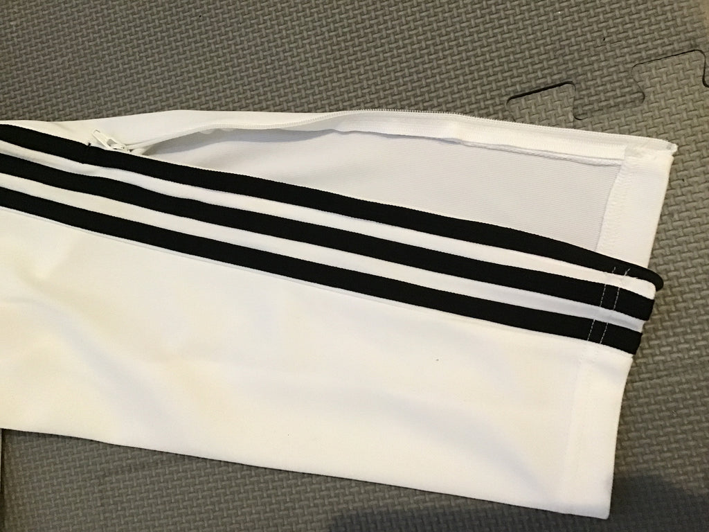 Adidas Aero Track Pants – White/Black Stripe (Size L)