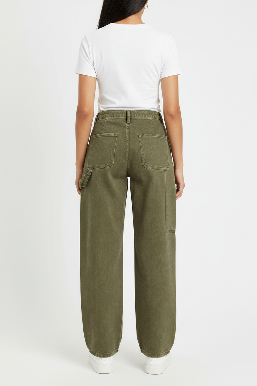 Olive Green Barrel-Leg Jeans         WMN SZ.2